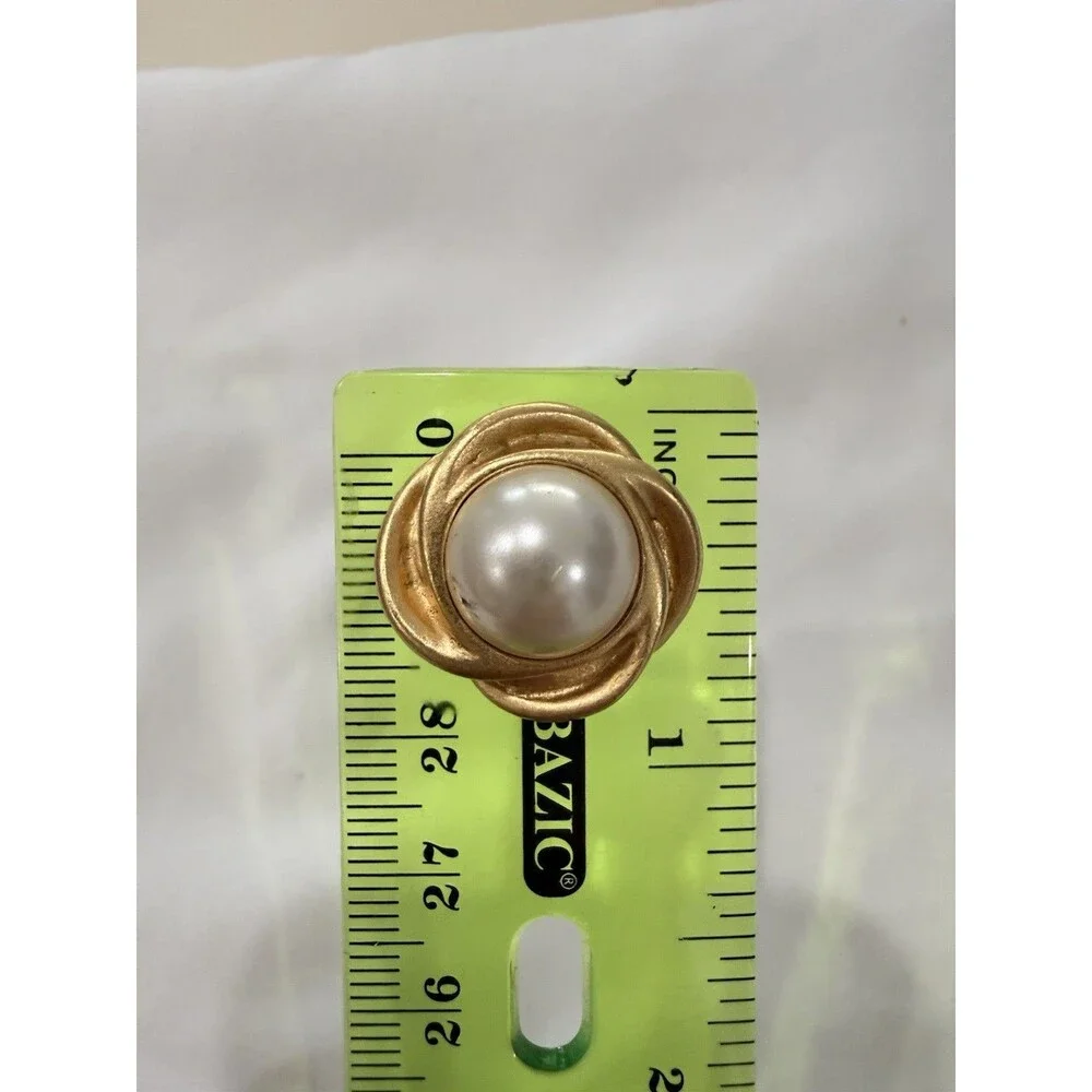 KJL Kenneth Jay Lane Gold Pearl Swirl Knot Earrings Statement Vintage - Picture 5 of 6
